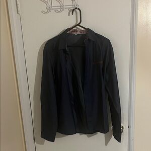 Men's Dark Blue Casual Button Down Shirt